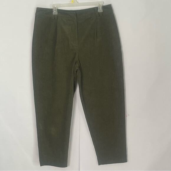 Topshop olive green corduroy peg pants women’s Size 12 gremlincore preppy skater - Picture 2 of 16